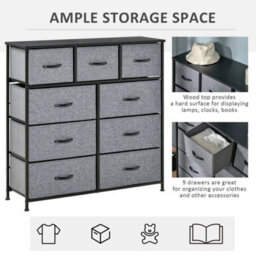 9 Drawers Storage Chest With Foldable Fabric Bins - thumbnail 3
