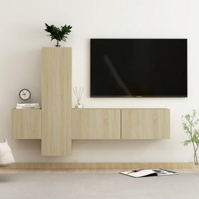 Berkfield 3 Piece Tv Cabinet Set Sonoma Oak Engineered Wood - image 1