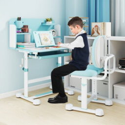 Gainoom Kid's Blue Study Desk & Chair Set Height-Adjustable Children Study Desk - thumbnail 3