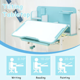 Gainoom Kid's Blue Study Desk & Chair Set Height-Adjustable Children Study Desk - thumbnail 7