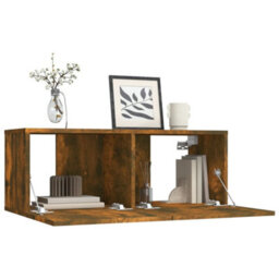 Berkfield Tv Cabinet Smoked Oak 80X30X30 Cm Engineered Wood - thumbnail 4