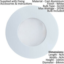 Durable Ip65 Recessed Outdoor Wall Light In White With 1 X 5W Gu10 Bulb - thumbnail 2