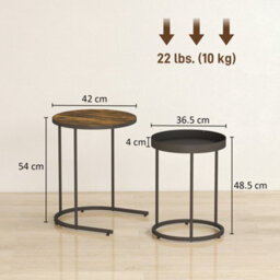 Wyld Haus Renovi Set Of 2 Metal And Wood Nesting Tables - Rustic Brown And Black - Industrial Style - thumbnail 3