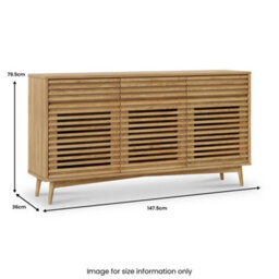 Kari Light Oak 3 Drawer 3 Door Sideboard Cabinet - By Roseland Furniture - thumbnail 8