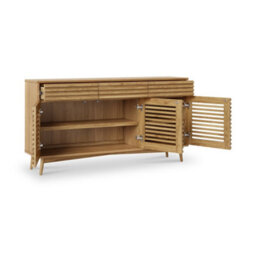 Kari Light Oak 3 Drawer 3 Door Sideboard Cabinet - By Roseland Furniture - thumbnail 4