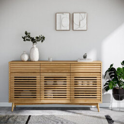 Kari Light Oak 3 Drawer 3 Door Sideboard Cabinet - By Roseland Furniture - thumbnail 2