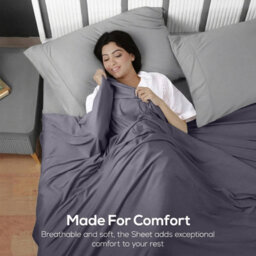 Oxford Homeware Grey Flat Sheet 100% Egyptian Cotton 200 Thread Count Soft Easy Care Bedding Sheet (W)225Cmx(L)275Cm (Double) - thumbnail 3