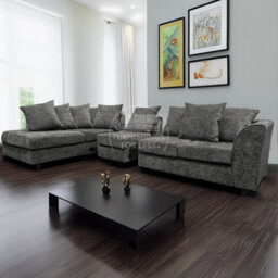 Furnishings For Less UK Monaco Chenille Fabric 5 Seater L Shaped Corner Sofa  Grey Left Hand Facing - thumbnail 3