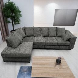 Furnishings For Less UK Monaco Chenille Fabric 5 Seater L Shaped Corner Sofa  Grey Left Hand Facing - thumbnail 2