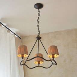 Loops Modern Matt Black Ceiling Pendant Light With Raffia Shades For Elegant Home Decor - thumbnail 4