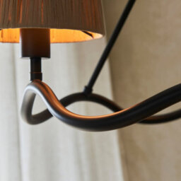 Loops Modern Matt Black Ceiling Pendant Light With Raffia Shades For Elegant Home Decor - thumbnail 8