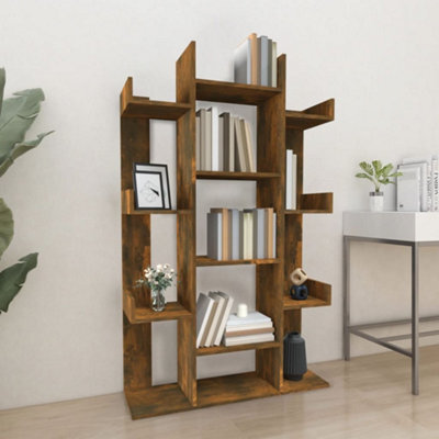 Vidaxl Book Cabinet Smoked Oak 86X25.5X140 Cm Engineered Wood Book Cabinets - image 1