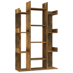 Vidaxl Book Cabinet Smoked Oak 86X25.5X140 Cm Engineered Wood Book Cabinets - thumbnail 2