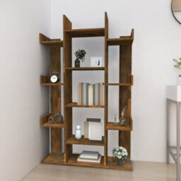 Vidaxl Book Cabinet Smoked Oak 86X25.5X140 Cm Engineered Wood Book Cabinets - thumbnail 3