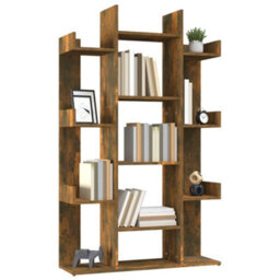 Vidaxl Book Cabinet Smoked Oak 86X25.5X140 Cm Engineered Wood Book Cabinets - thumbnail 4