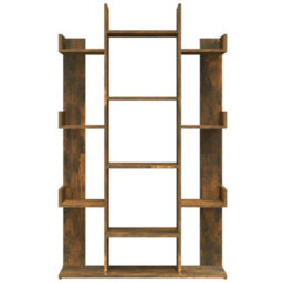 Vidaxl Book Cabinet Smoked Oak 86X25.5X140 Cm Engineered Wood Book Cabinets - thumbnail 5