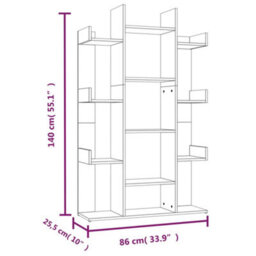 Vidaxl Book Cabinet Smoked Oak 86X25.5X140 Cm Engineered Wood Book Cabinets - thumbnail 8