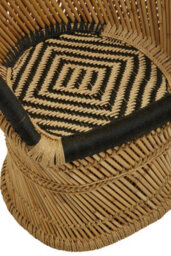 Orsina Handwoven Natural And Black Chair And Stool, Comfortable Rattan Design Armchair, Sustainable Bamboo Chair - thumbnail 8