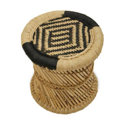 Orsina Handwoven Natural And Black Chair And Stool, Comfortable Rattan Design Armchair, Sustainable Bamboo Chair - thumbnail 6