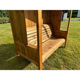 Charles Taylor Imperial Wooden Arbour 3 Seater Bench Seat Chair Grey Cushions - thumbnail 2