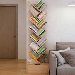 12-Tier Tall Floor Bookshelf With Drawer, Freestanding Mdf Bookcase - thumbnail 5