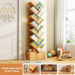 12-Tier Tall Floor Bookshelf With Drawer, Freestanding Mdf Bookcase - thumbnail 4