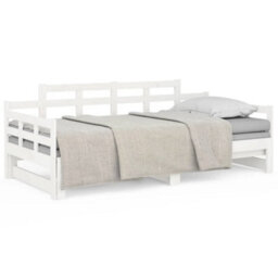 Vidaxl Pull-Out Day Bed Without Mattress White 2X(90X200) Cm - thumbnail 2