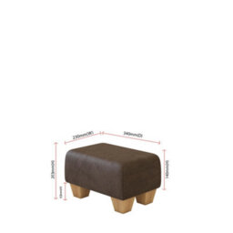 Dark Brown Natural Wood Chunky Legs Italian Leather Small Footstool  Handmade Uk By Footstools Direct - thumbnail 2