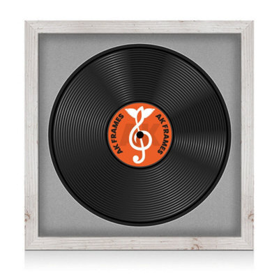 "16X16"" White Rustic Modern Vinyl Record Frame With Silver Mount For 12 Inch Lp Disc - Ak Frames" - image 1