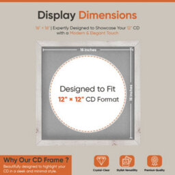 "16X16"" White Rustic Modern Vinyl Record Frame With Silver Mount For 12 Inch Lp Disc - Ak Frames" - thumbnail 2