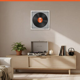 "16X16"" White Rustic Modern Vinyl Record Frame With Silver Mount For 12 Inch Lp Disc - Ak Frames" - thumbnail 8
