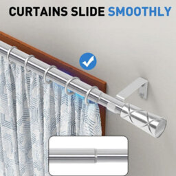 Ameha Modern Cylinder Design Chrome Curtain Pole Metal Durable Curtain Rod 28 mm, Rings,brackets&fitting Set (160-300Cm) - thumbnail 9