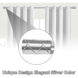 Ameha Modern Cylinder Design Chrome Curtain Pole Metal Durable Curtain Rod 28 mm, Rings,brackets&fitting Set (160-300Cm) - thumbnail 5