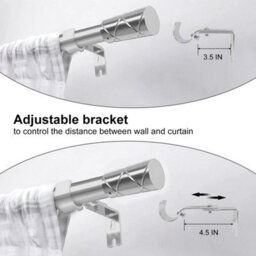 Ameha Modern Cylinder Design Chrome Curtain Pole Metal Durable Curtain Rod 28 mm, Rings,brackets&fitting Set (160-300Cm) - thumbnail 6