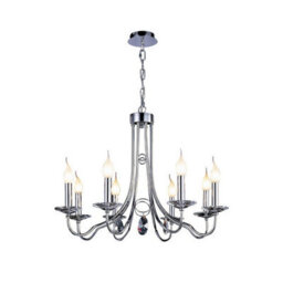 Luminosa Lighting Luminosa Danya Pendant Round 8 Light E14 Polished Chrome/crystal - thumbnail 1