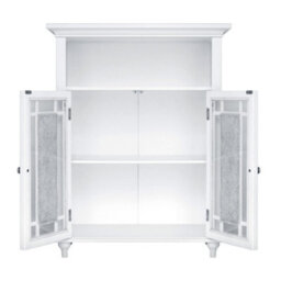 Teamson Home Freestanding Bathroom Cabinet With Glass Mosaic Doors, Bathroom Storage, White - thumbnail 6