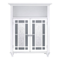 Teamson Home Freestanding Bathroom Cabinet With Glass Mosaic Doors, Bathroom Storage, White - thumbnail 2
