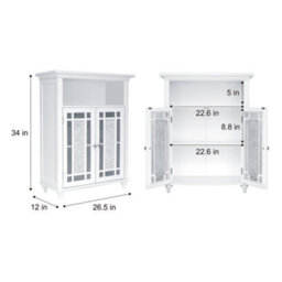 Teamson Home Freestanding Bathroom Cabinet With Glass Mosaic Doors, Bathroom Storage, White - thumbnail 5