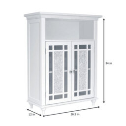 Teamson Home Freestanding Bathroom Cabinet With Glass Mosaic Doors, Bathroom Storage, White - thumbnail 4