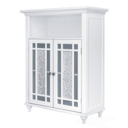 Teamson Home Freestanding Bathroom Cabinet With Glass Mosaic Doors, Bathroom Storage, White - thumbnail 8