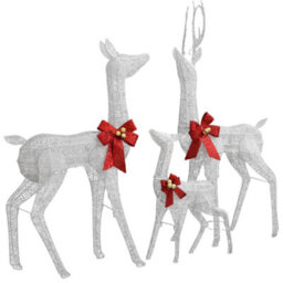 Berkfield Reindeer Family Christmas Decoration White And Silver 201 Leds - thumbnail 3
