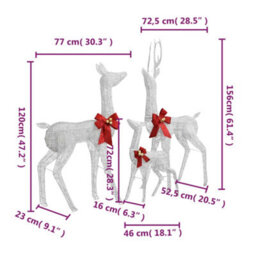 Berkfield Reindeer Family Christmas Decoration White And Silver 201 Leds - thumbnail 7