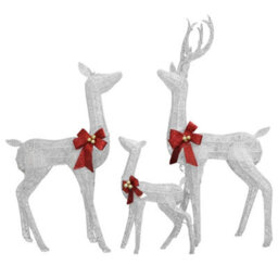 Berkfield Reindeer Family Christmas Decoration White And Silver 201 Leds - thumbnail 2