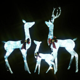Berkfield Reindeer Family Christmas Decoration White And Silver 201 Leds - thumbnail 4