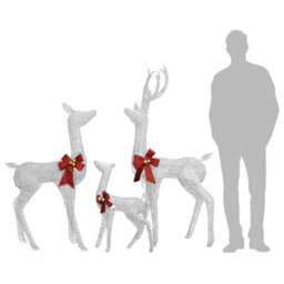 Berkfield Reindeer Family Christmas Decoration White And Silver 201 Leds - thumbnail 6