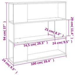 Berkfield Book Cabinet/room Divider Grey Sonoma 100X24X94 Cm - thumbnail 8