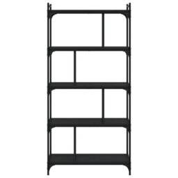 Berkfield Industrial Bookcase 5-Tier Black 76X32X158 Cm Engineered Wood - thumbnail 4