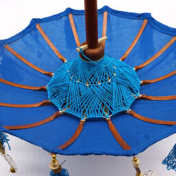 Serenityy Bali Home Decor Parasol - Handcrafted Cotton - Turquoise - 68Cm X 40Cm - thumbnail 2