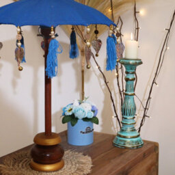 Serenityy Bali Home Decor Parasol - Handcrafted Cotton - Turquoise - 68Cm X 40Cm - thumbnail 6