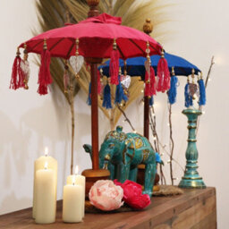 Serenityy Bali Home Decor Parasol - Handcrafted Cotton - Turquoise - 68Cm X 40Cm - thumbnail 5